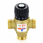Клапан НР термосмесительный 35-60гр UNI-FITT 3/4" боковое смешение 